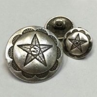M-7720 - Antique Silver Metal Button - 2 Sizes